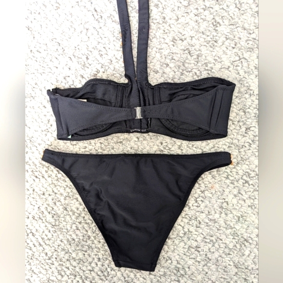 NWT Womens (Size Medium) Black Tube Top Bikini With Shell Buttons & Gold Accents - Picture 5 of 16